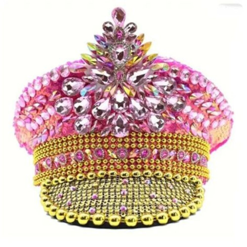 Captain's Hat Pretty in Pink Glam Rhinestone